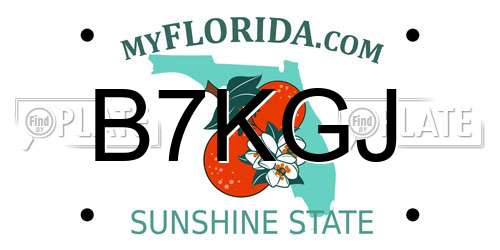 B7KGJ Florida License Plate