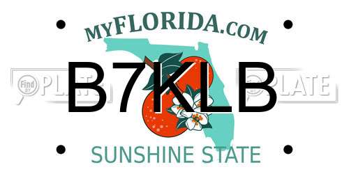 B7KLB Florida License Plate