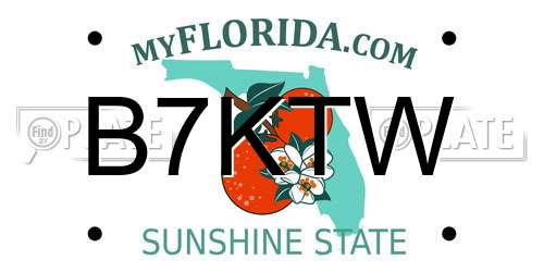 B7KTW Florida License Plate