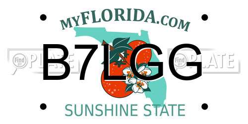 B7LGG Florida License Plate