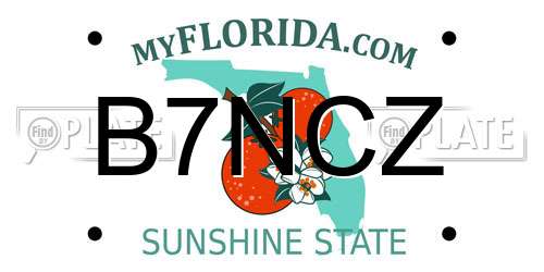 B7NCZ Florida License Plate