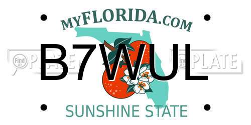 B7WUL Florida License Plate