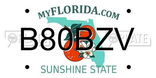 B80BZV Florida License Plate