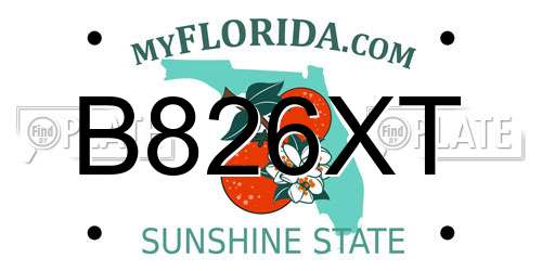 B826XT Florida License Plate