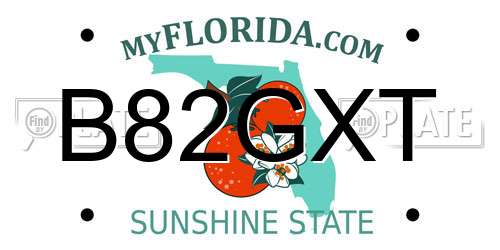 B82GXT Florida License Plate