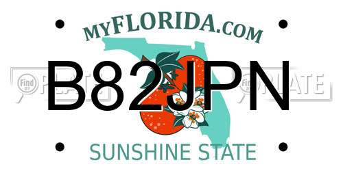 B82JPN Florida License Plate