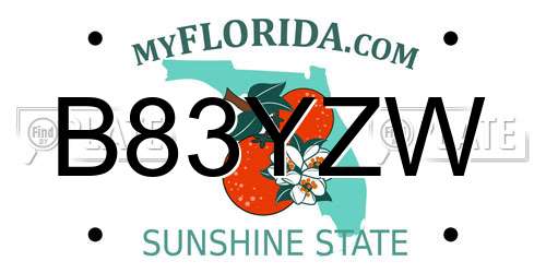 B83YZW Florida License Plate
