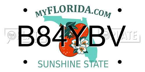 B84YBV Florida License Plate