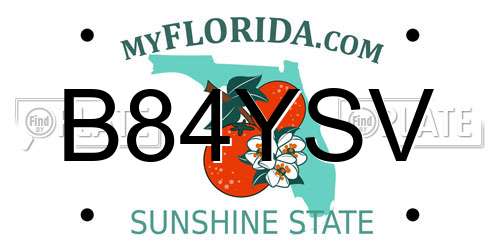 B84YSV Florida License Plate
