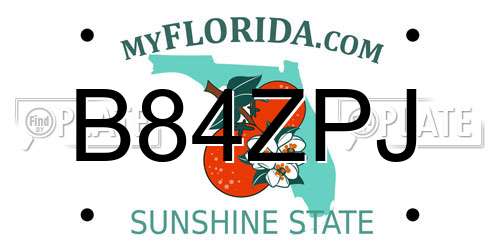 B84ZPJ Florida License Plate