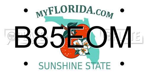 B85EOM Florida License Plate