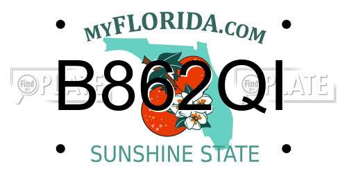 B862QI Florida License Plate