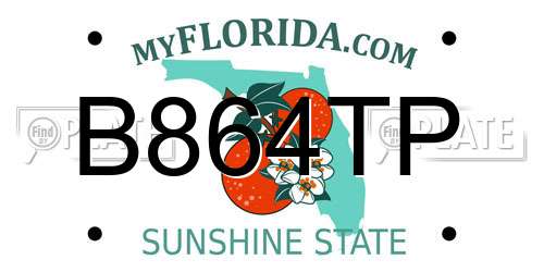 B864TP Florida License Plate