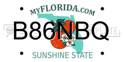 B86NBQ Florida License Plate