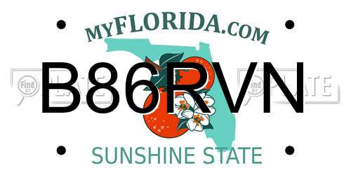 B86RVN Florida License Plate