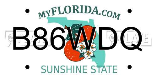 B86WDQ Florida License Plate