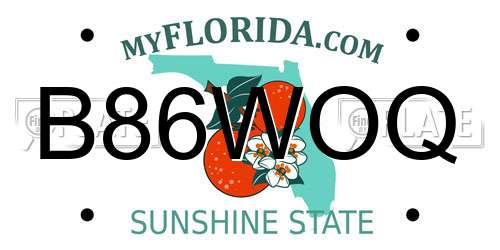B86WOQ Florida License Plate