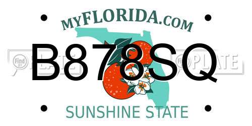 B878SQ Florida License Plate