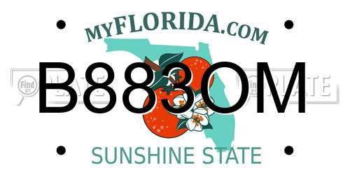 B883OM Florida License Plate