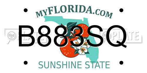B883SQ Florida License Plate