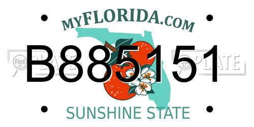 B885151 Florida License Plate