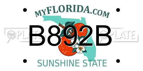 B892B Florida License Plate