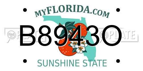 B8943O Florida License Plate