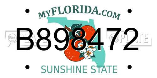 B898472 Florida License Plate