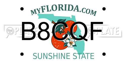 B8CQF Florida License Plate