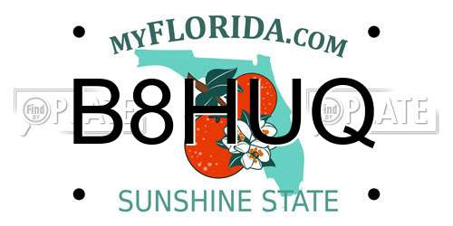 B8HUQ Florida License Plate