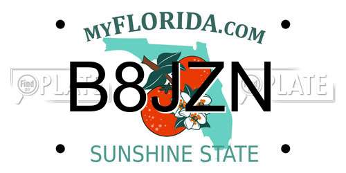 B8JZN Florida License Plate