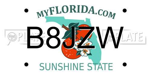 B8JZW Florida License Plate