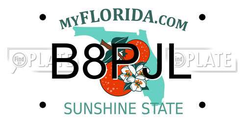 B8PJL Florida License Plate