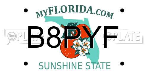 B8PYF Florida License Plate