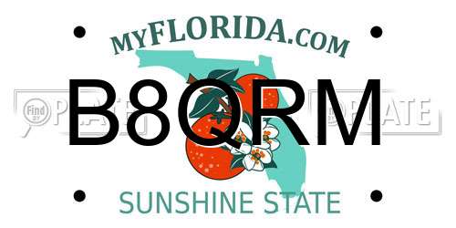 B8QRM Florida License Plate