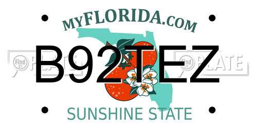 B92TEZ Florida License Plate