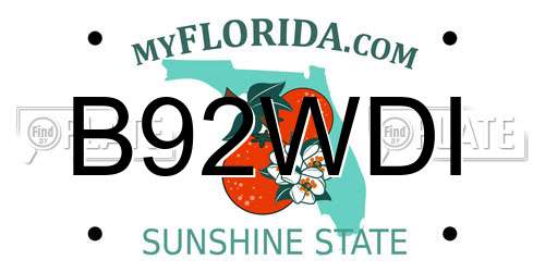 B92WDI Florida License Plate