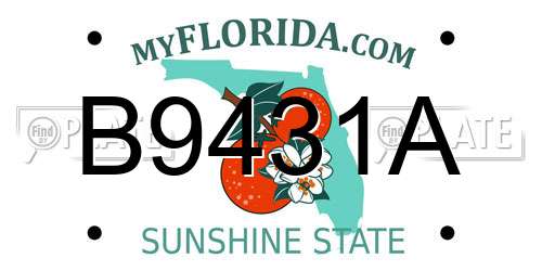 B9431A Florida License Plate