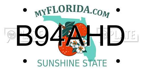 B94AHD Florida License Plate