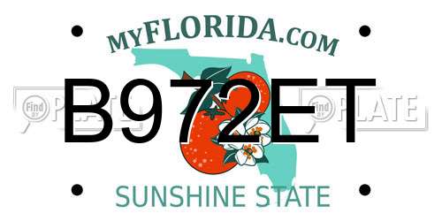B972ET Florida License Plate