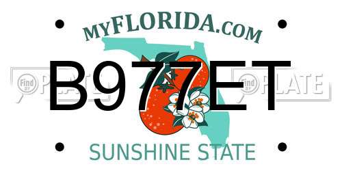B977ET Florida License Plate