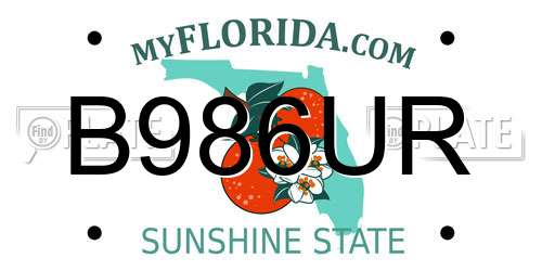 B986UR Florida License Plate