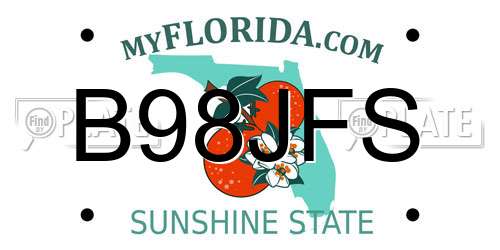 B98JFS Florida License Plate