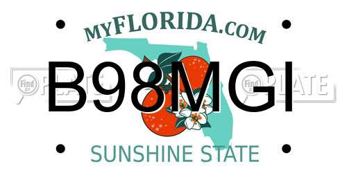 B98MGI Florida License Plate