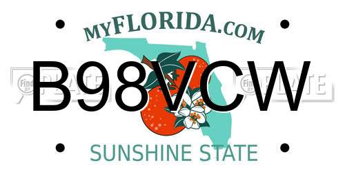 B98VCW Florida License Plate