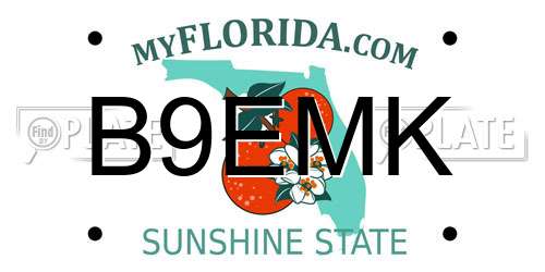 B9EMK Florida License Plate