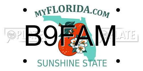 B9FAM Florida License Plate