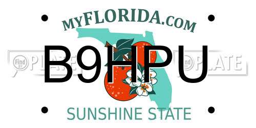 B9HPU Florida License Plate