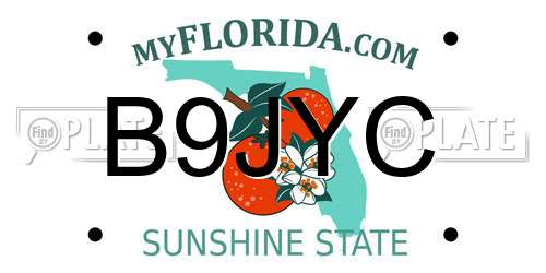 B9JYC Florida License Plate