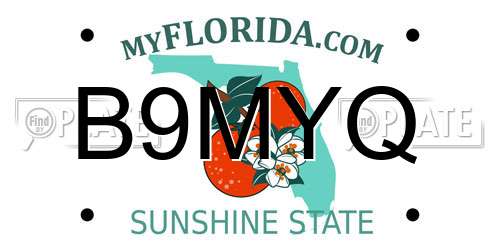 B9MYQ Florida License Plate